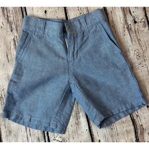 Janie and Jack Boys Blue Chambray‎ Cotton Linen Shorts 2T Adjustable Waist NWOT